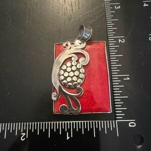 Elegant Red and Sterling Silver Pendant